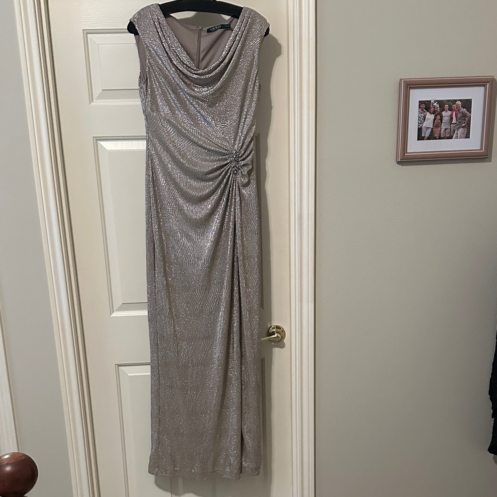Elegant Silver Evening Gown